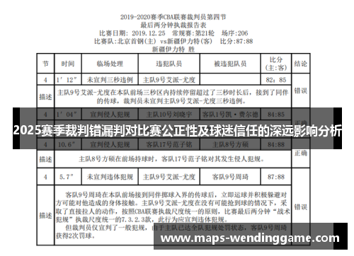 2025赛季裁判错漏判对比赛公正性及球迷信任的深远影响分析