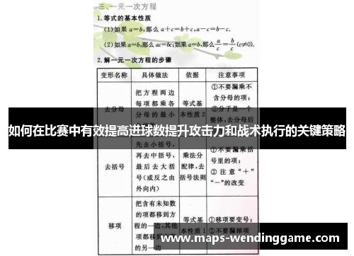 如何在比赛中有效提高进球数提升攻击力和战术执行的关键策略